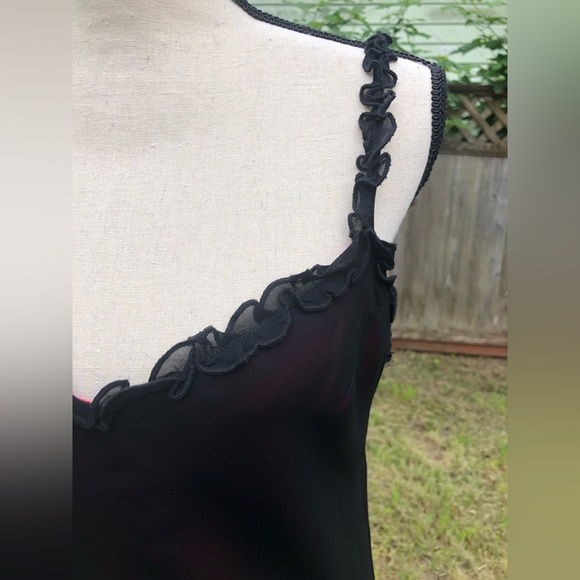 Vintage Y2K Semi Sheer Black and Magenta Maxi Dress - Picture 11 of 15